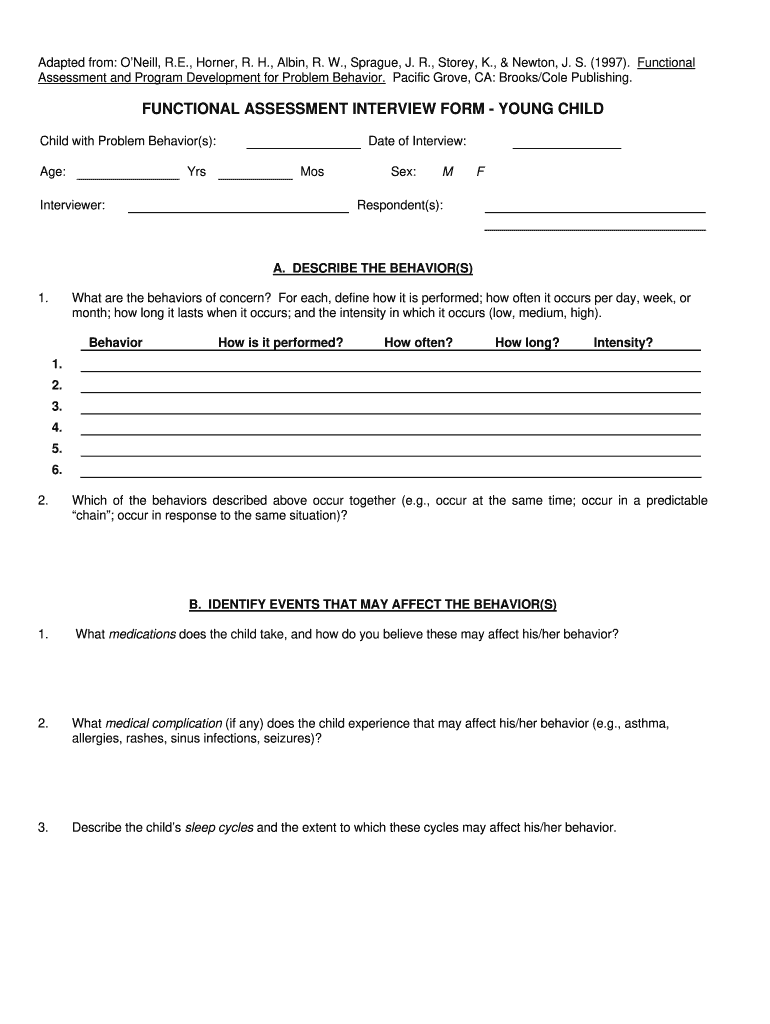 Functional Assessment Interview Word Document  Form