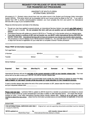 Blank I20 Form PDF of University of South Florida