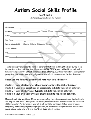 Autism Social Skills Profile 2 PDF  Form