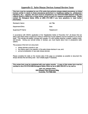 Annual Review of Sharps Form