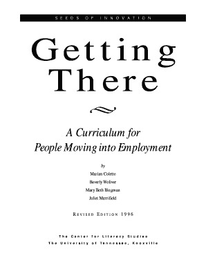 Getting There a Curriculum for People Moving into Employment  Form