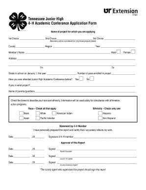 Academic Conference Application Form UT Extension 4h Tennessee