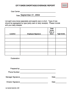 Overage Shortage and Damage Report Template  Form