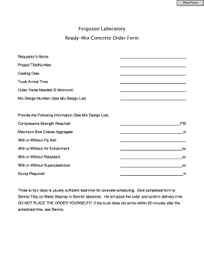 Concrete Order Form