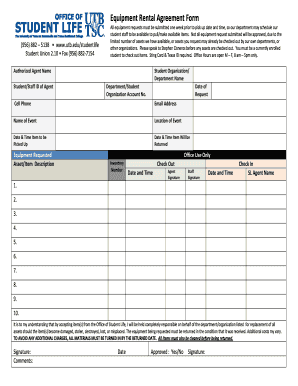 Equipment Rental Agreement Form