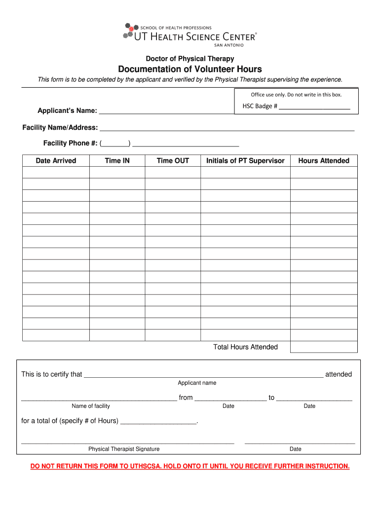 Volunteer Documentation Form