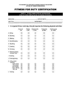 Fitness for Duty Form