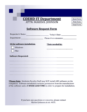 Software Request Form Template Word