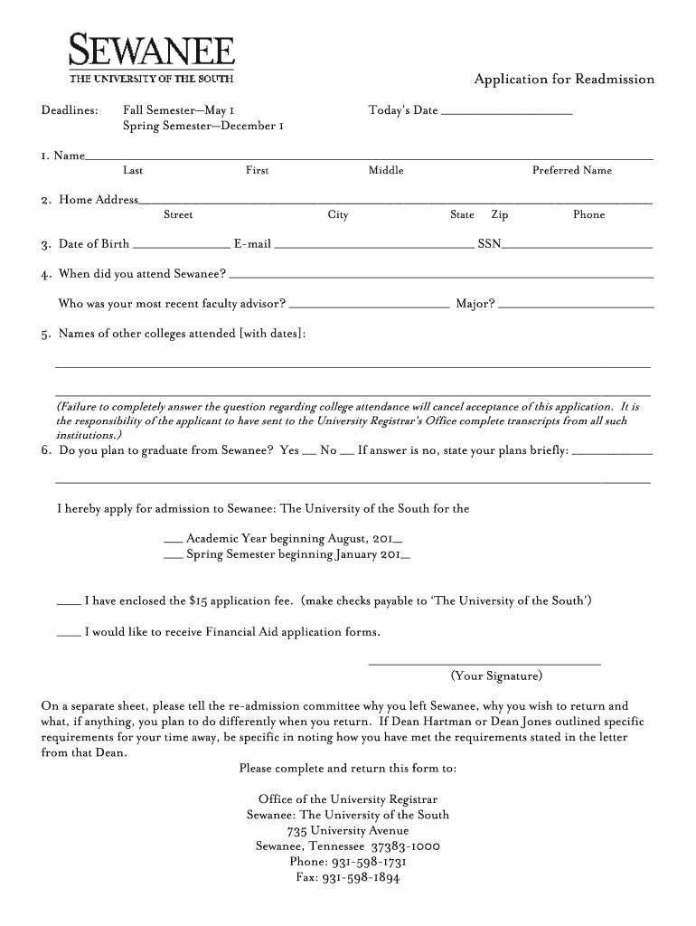 Readmission Review Form