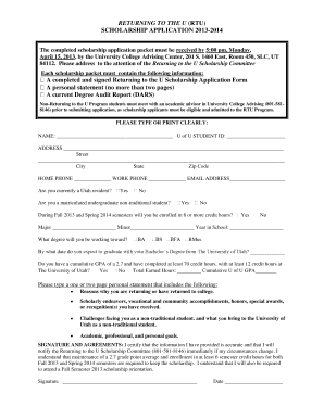 Rtu Scholarship  Form