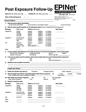 Post Exposure Follow Up Form University of Virginia Virginia