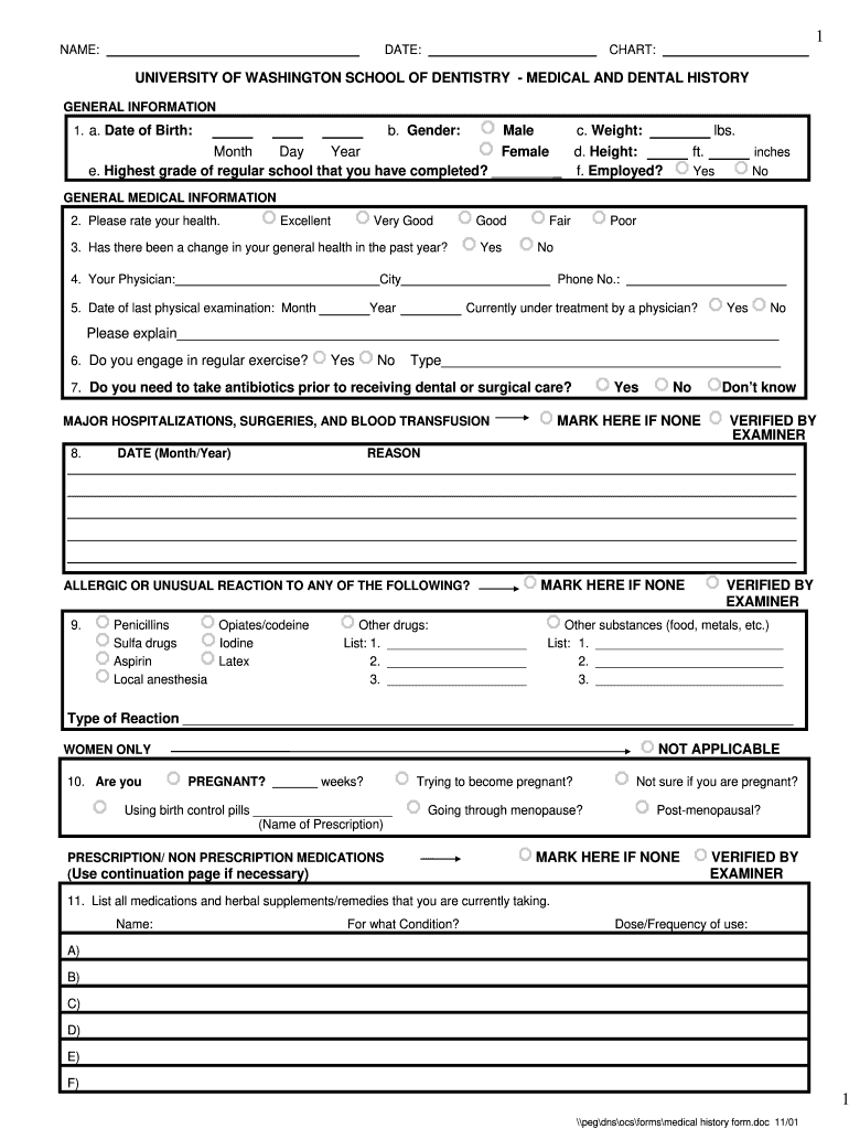  Surical History Form 2001-2024