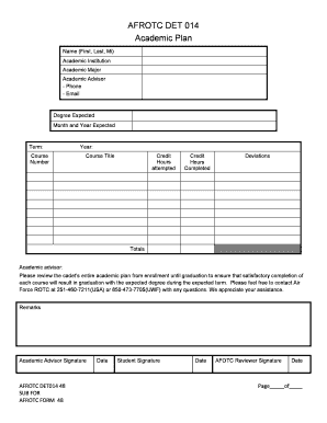 Det 014 AFROTC Form 48 Planned Academic Program Single Uwf