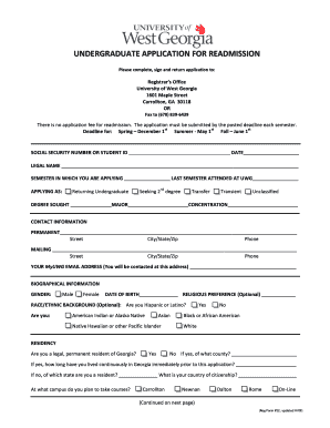 Uwg Readmission  Form