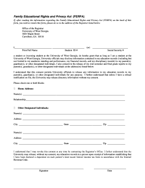 FERPA Acknowledgement Form the University of West Georgia Westga