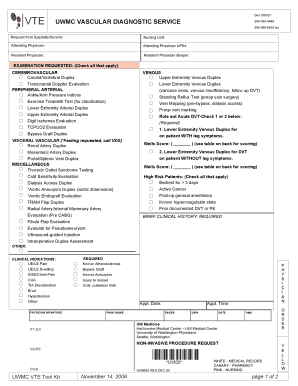 Vte Uwmc Vascular Diagnostic Service University of Washington Vte Washington  Form