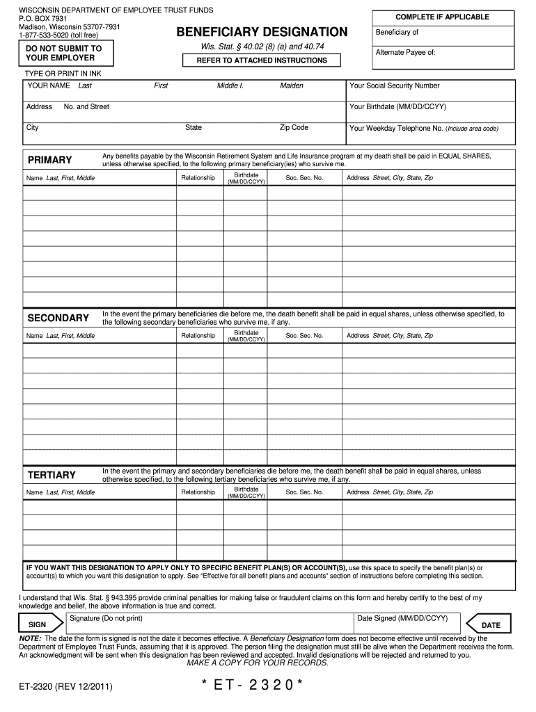  Et 2320 Rev 122011 Form 2011