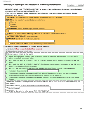 University of Washington Risk Assessment and Management Protocol Depts Washington  Form