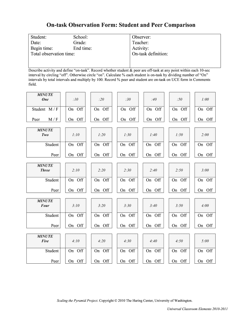 Time on Task Observation Form PDF