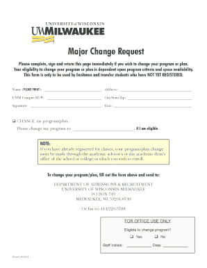 Major Change Request UW Milwaukee Www4 Uwm  Form