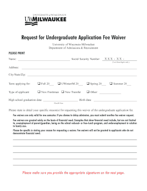 Uwm Fee Waiver  Form