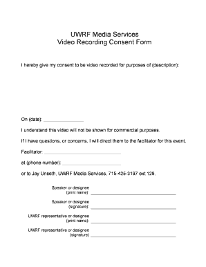 Consent Form for Video Recording