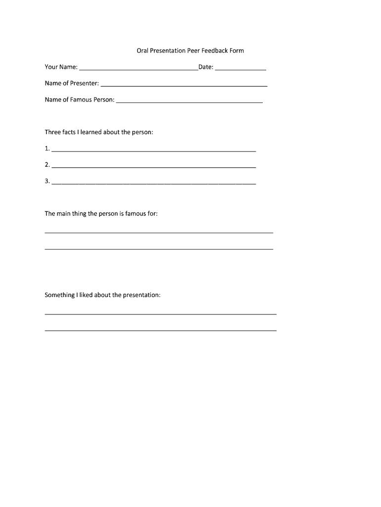Presentation Peer Feedback Form PDF