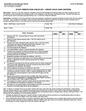 Child Care Director Checklist  Form