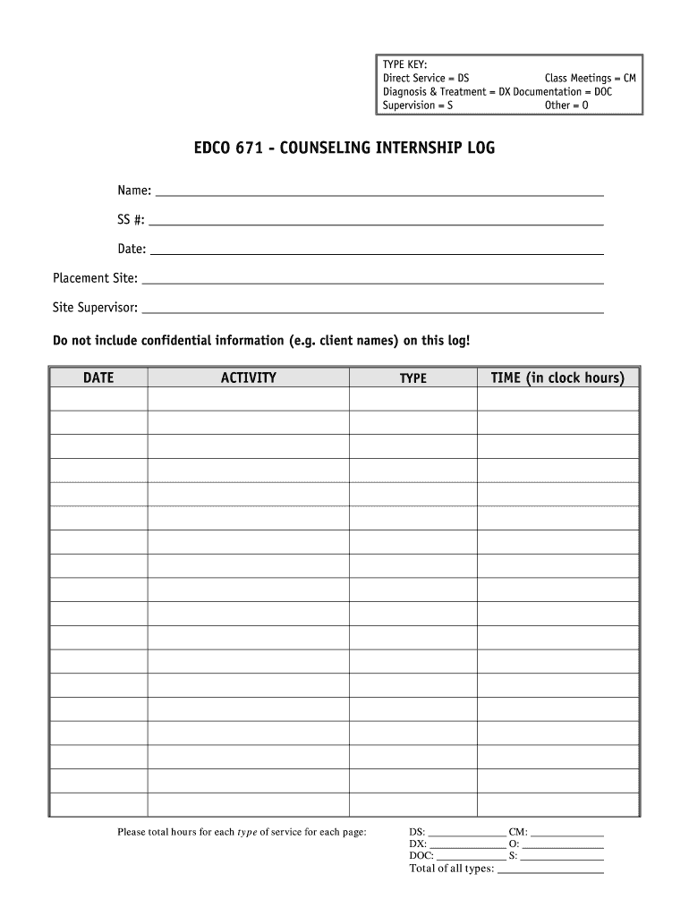 Community Internship Log Form  Xavier