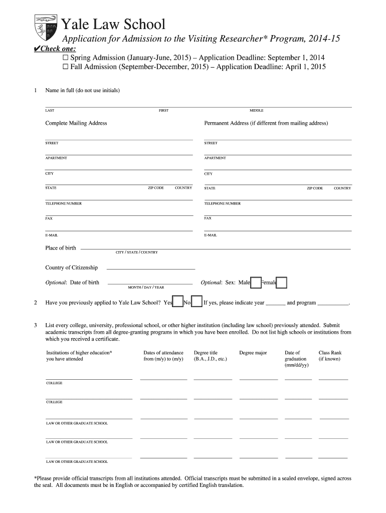 Get and Sign Get  Law Yale 2014-2022 Form
