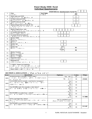 Village Survey Questionnaire  Form