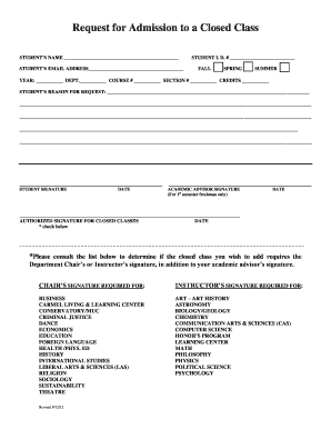 Closed Class Baldwin Wallace University Bw  Form