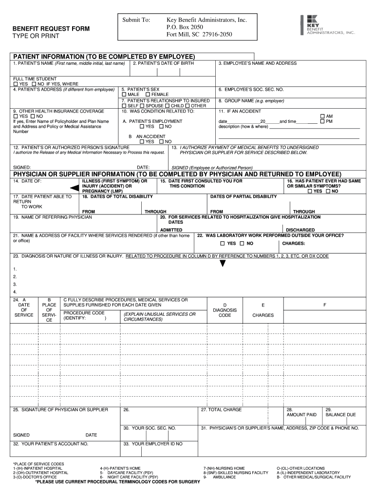 Key Benefit Administrators Provider Portal  Form