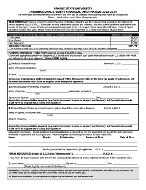  Bemidji State University Financial Affidavit Form 2013