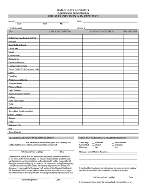 Room Inventory List  Form