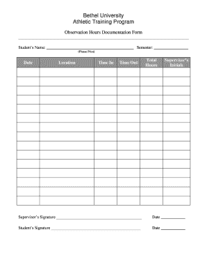 Observation Hours  Form