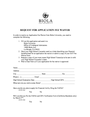 Waiver Application  Form