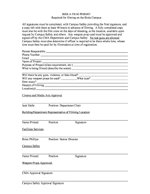 Biola Film Permit Form Cinema and Media Arts Cma Biola