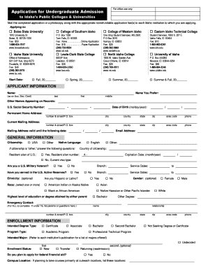 Boise State Application  Form