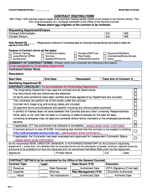 University Contract Routing Form