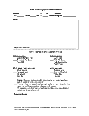 Student Engagement Walkthrough Checklist  Form