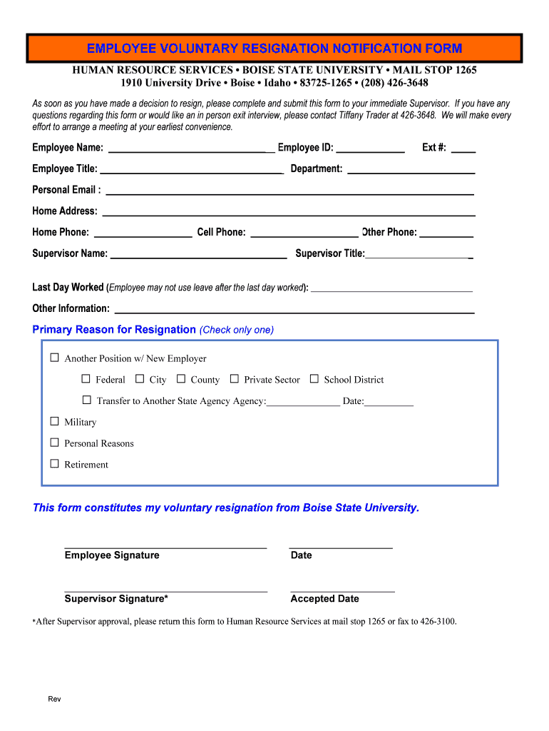  Voluntary Resignation Form Word 2012-2024