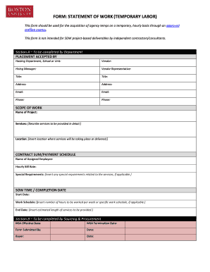 Statement of Work Template  Form
