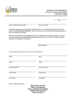 Bowie State University Ferpa Form