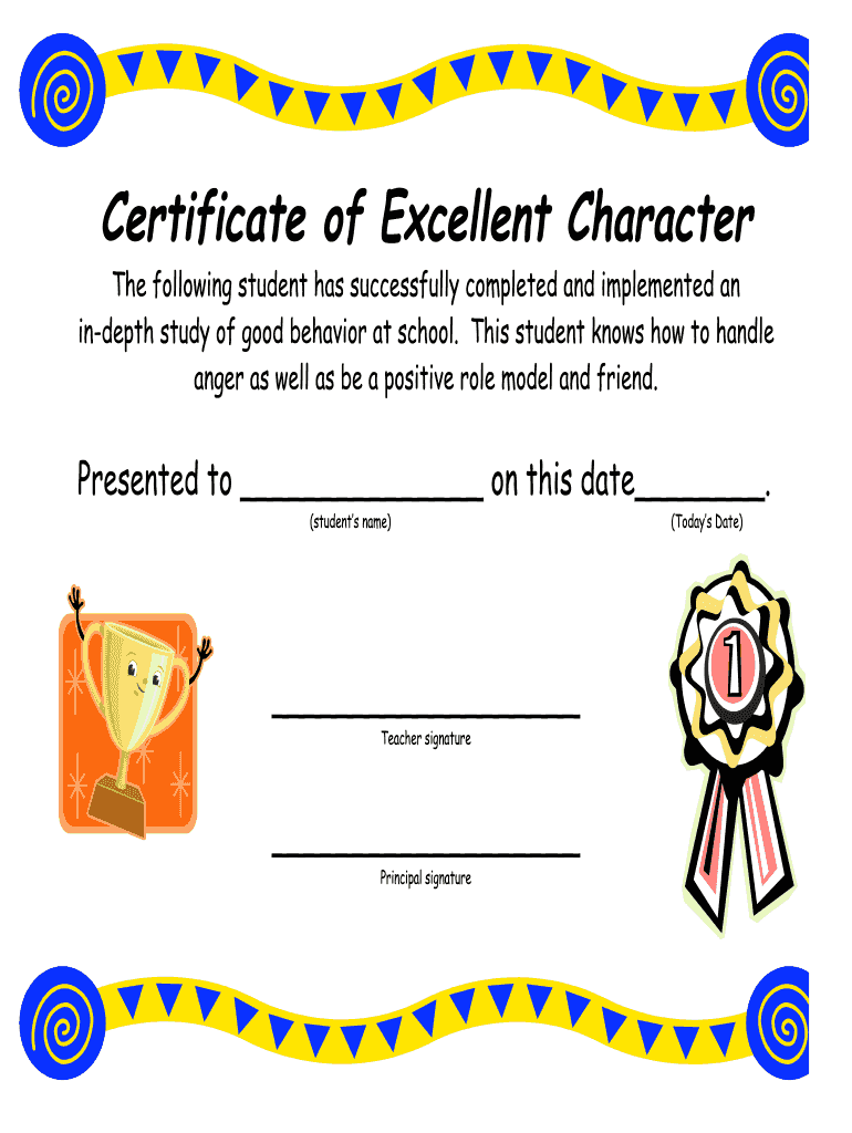 Certificate of Excellent Character  Form