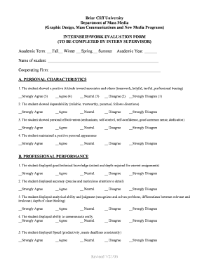 Internship Evaluation Form