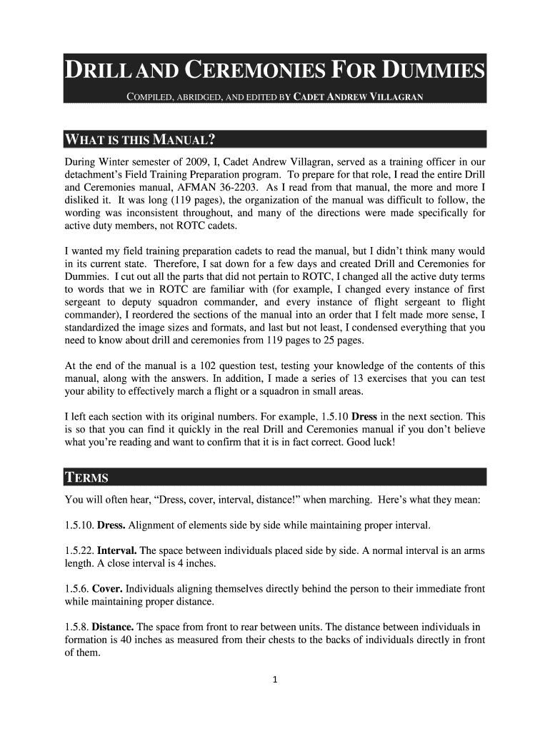 Drill and Ceremonies for Dummies Detachment 855 Air Force ROTC  Form