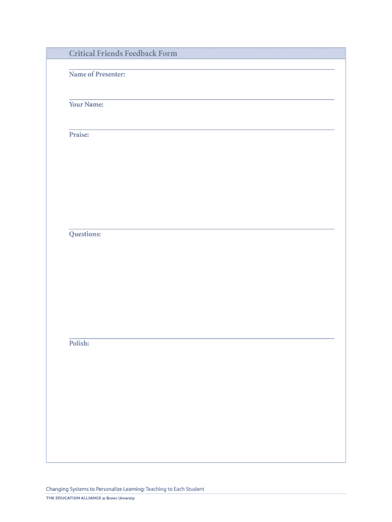 Critical Friends Feedback Form