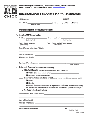 Health Certificate Form