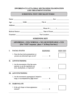 Oral Mech Exam Template  Form
